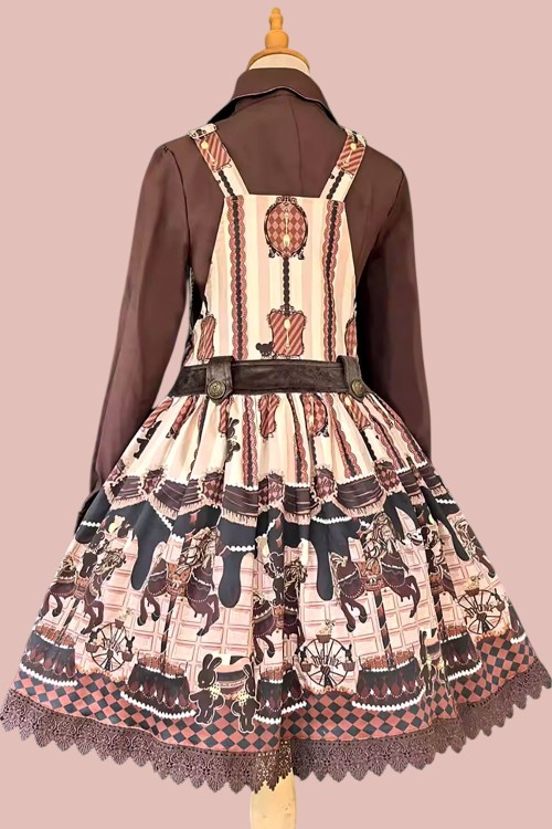 Lolita Salopette Choco Horse Dress in Beige - Infanta