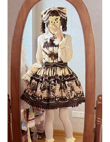 Lolita Salopette Choco Horse Dress in Beige - Infanta