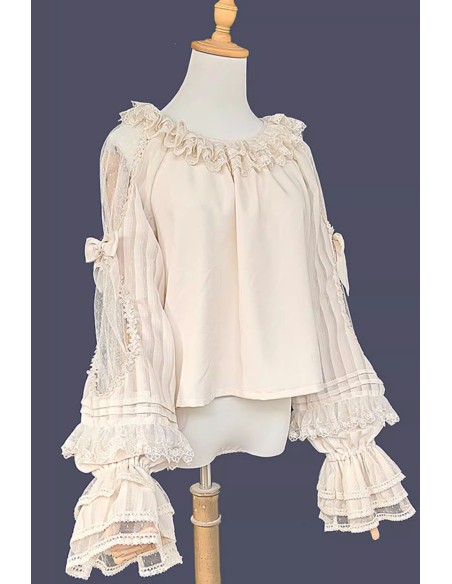Lolita Morning Dew Blouse in Beige - Infanta