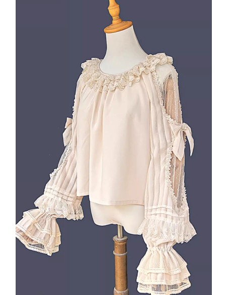 Lolita Morning Dew Blouse in Beige - Infanta