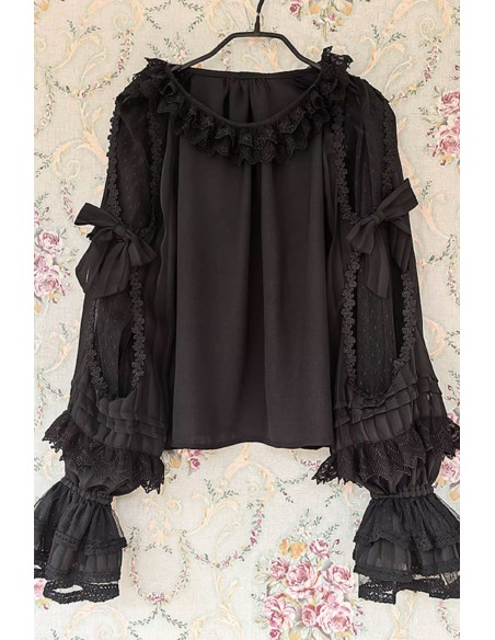 Blusa Lolita Morning Dew en Negro - Infanta