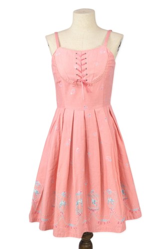 [Second Hand] JSK Birdcage Print Dress in Pink - Emily Temple Cute