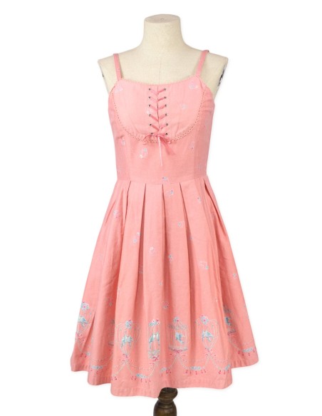 [Second Hand] JSK Birdcage Print Dress in Pink - Emily Temple Cute