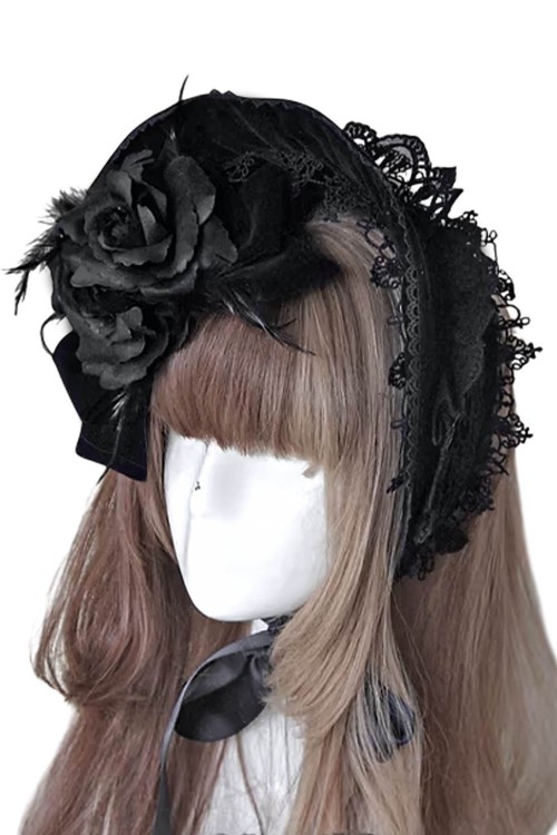 Bonnet de Puntilla en Negro  - Infanta