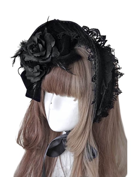 Bonnet de Puntilla en Negro  - Infanta