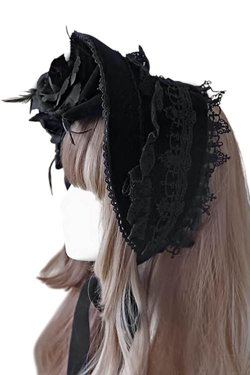 Black Lace Bonnet - Infanta