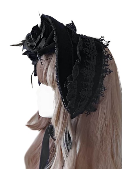 Bonnet de Puntilla en Negro  - Infanta