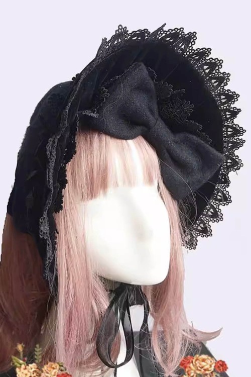 Bonnet de Puntilla en Negro  - Infanta
