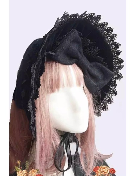 Bonnet de Puntilla en Negro  - Infanta