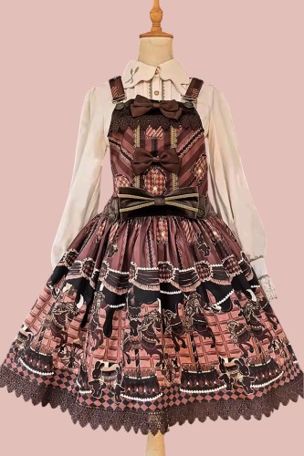 Lolita Salopette Choco Horse Dress in Brown - Infanta