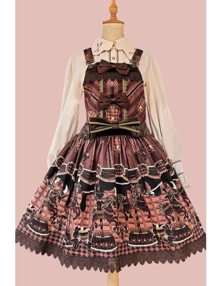 Lolita Salopette Choco Horse Dress in Brown - Infanta