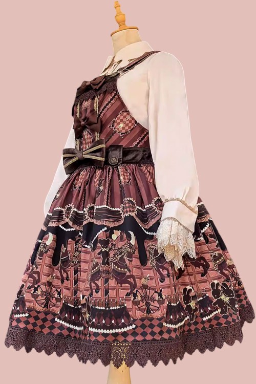 Lolita Salopette Choco Horse Dress in Brown - Infanta