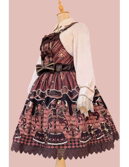 Vestido Lolita Salopette Choco Horse en Marrón - Infanta