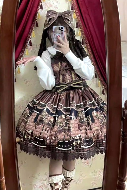 Lolita Salopette Choco Horse Dress in Brown - Infanta