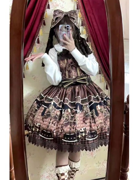 Vestido Lolita Salopette Choco Horse en Marrón - Infanta