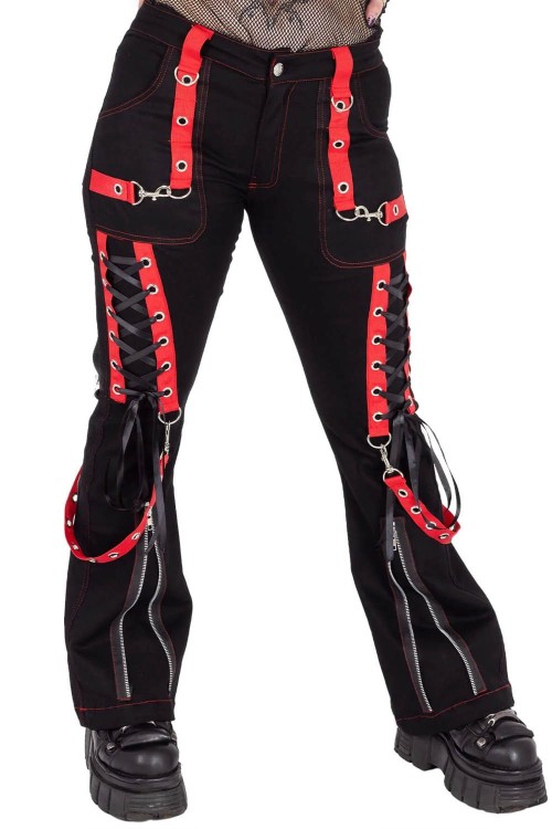 Pantalones Unisex Trinity en Negro x Rojo - Poizen Industries