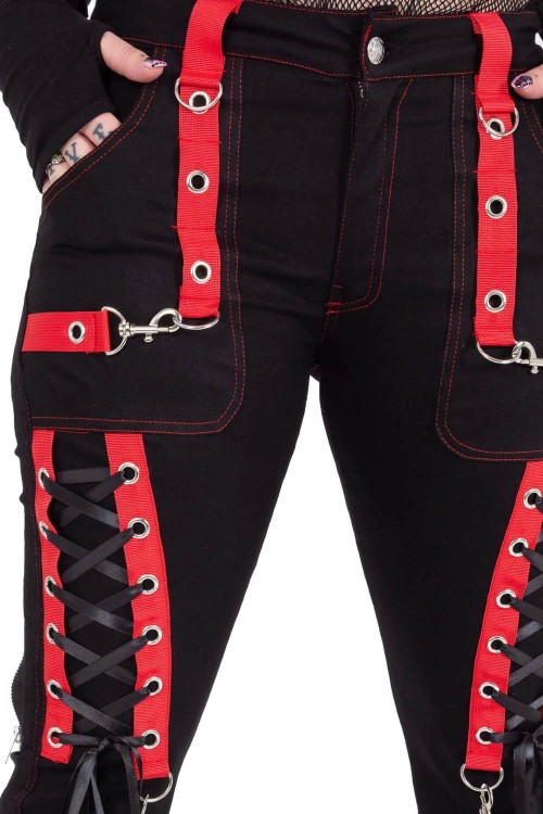 Pantalones Unisex Trinity en Negro x Rojo - Poizen Industries