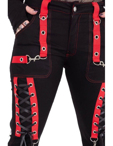 Pantalones Unisex Trinity en Negro x Rojo - Poizen Industries