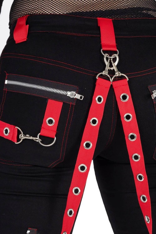 Pantalones Unisex Trinity en Negro x Rojo - Poizen Industries