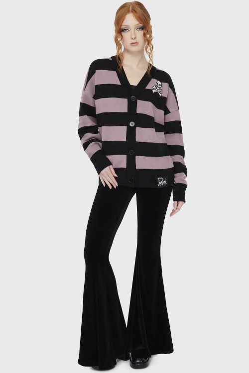Cárdigan de Punto a Rayas Crossbones - Corpse Bride x Killstar