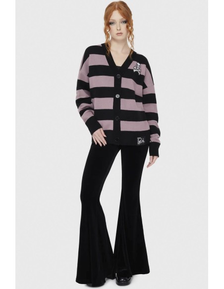 Crossbones Striped Knit Cardigan - Corpse Bride x Killstar
