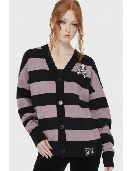 Crossbones Striped Knit Cardigan - Corpse Bride x Killstar