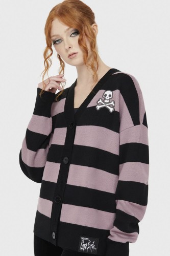 Crossbones Striped Knit Cardigan - Corpse Bride x Killstar