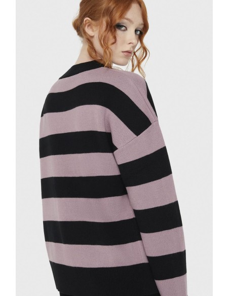 Crossbones Striped Knit Cardigan - Corpse Bride x Killstar