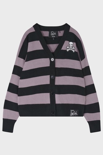 Crossbones Striped Knit Cardigan - Corpse Bride x Killstar 2