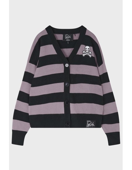 Crossbones Striped Knit Cardigan - Corpse Bride x Killstar