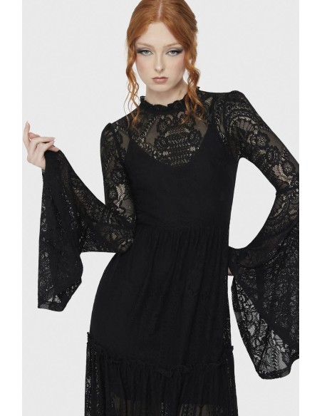 Hecate Lace Maxi Dress in Black - Killstar