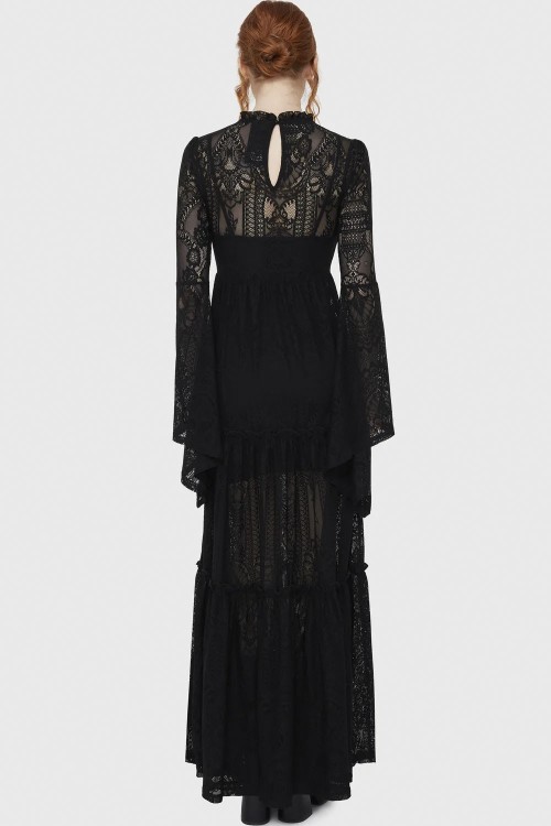 Hecate Lace Maxi Dress in Black - Killstar