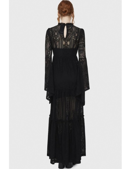 Hecate Lace Maxi Dress in Black - Killstar