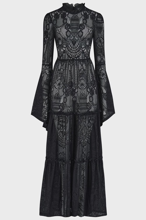 Hecate Lace Maxi Dress in Black - Killstar