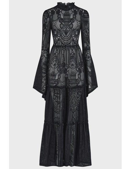 Maxi Vestido de Encaje Hecate en Negro - Killstar
