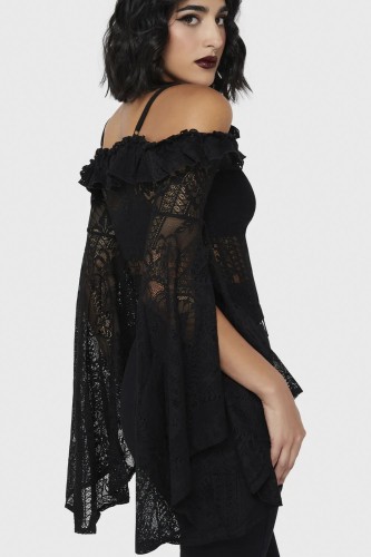 Breathless Lace Bardot Top in Black - Killstar 2
