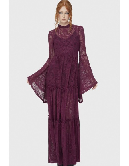 Maxi Vestido de Encaje Hecate en Carmesí - Killstar