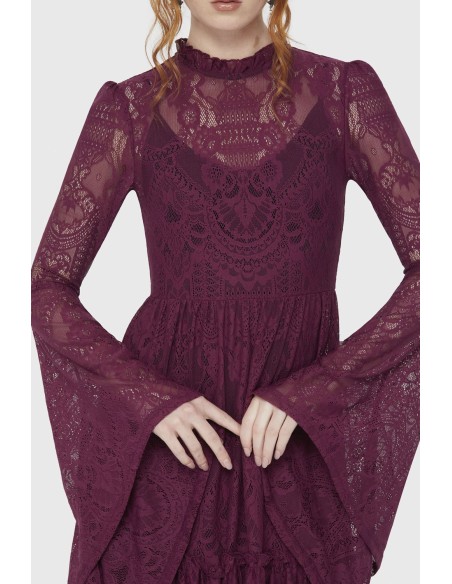 Maxi Vestido de Encaje Hecate en Carmesí - Killstar