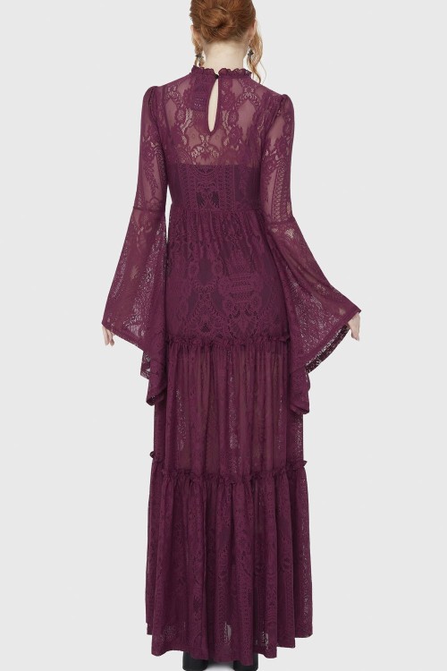 Maxi Vestido de Encaje Hecate en Carmesí - Killstar