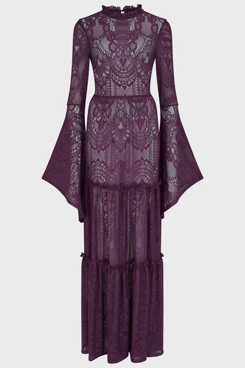 Maxi Vestido de Encaje Hecate en Carmesí - Killstar