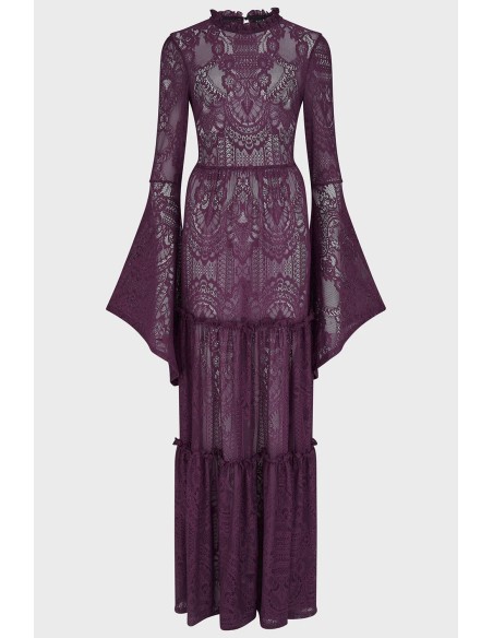 Maxi Vestido de Encaje Hecate en Carmesí - Killstar