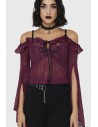 Breathless Lace Bardot Top in Crimson - Killstar