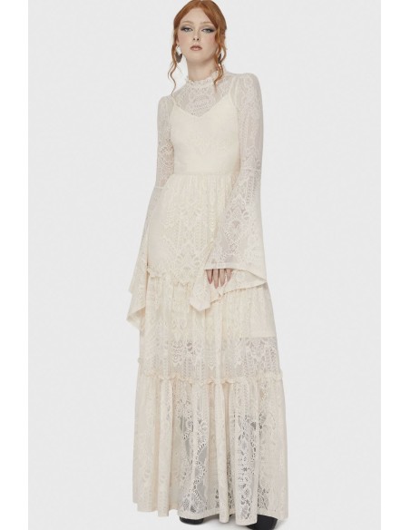 Hecate Lace Maxi Dress in Ivory- Killstar