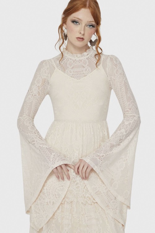 Maxi Vestido de Encaje Hecate en Marfil - Killstar