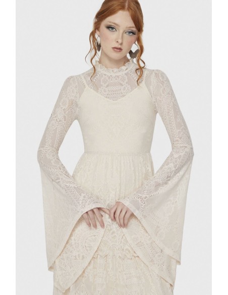 Hecate Lace Maxi Dress in Ivory- Killstar