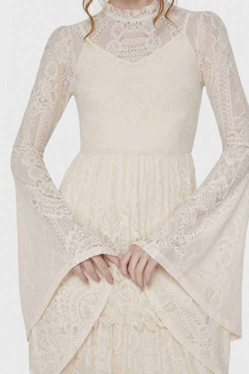 Hecate Lace Maxi Dress in Ivory- Killstar