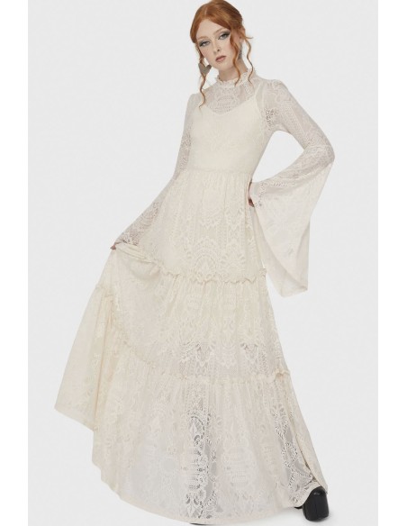 Maxi Vestido de Encaje Hecate en Marfil - Killstar