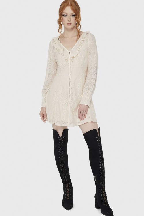 Cybele Lace Dress in Ivory - Killstar