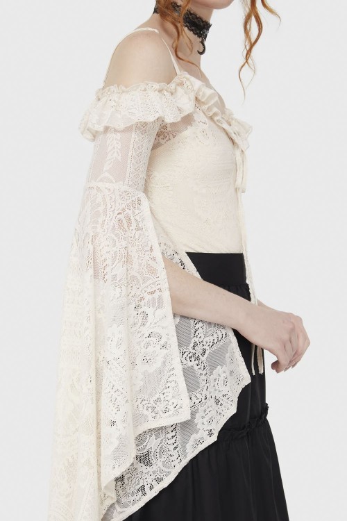 Top Bardot de Encaje Breathless en Marfil - Killstar