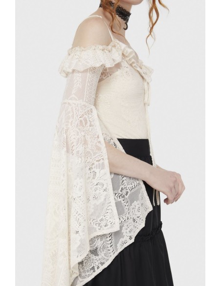 Top Bardot de Encaje Breathless en Marfil - Killstar